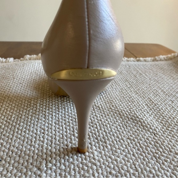 Calvin Klein Nude Leather Pumps With Cross Strap Size 8.5 Heel: 3 1/2” - Picture 6 of 7